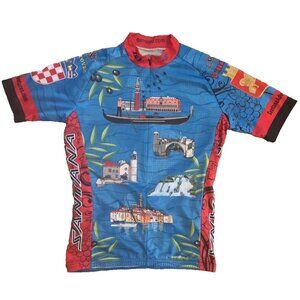 Louis Garneau Small Cycling Jersey 1/2 Zip Multicolor Race Santana Blue